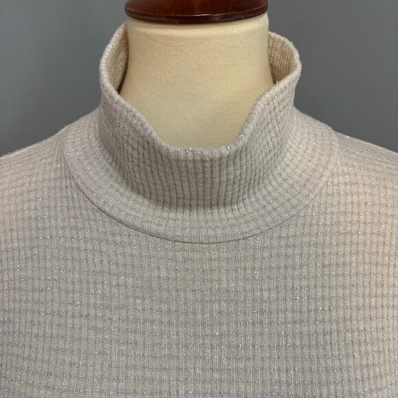 Y2K ABERCROMBIE & FITCH cream sparks mock neck long sleeve top, size large - Picture 3 of 8